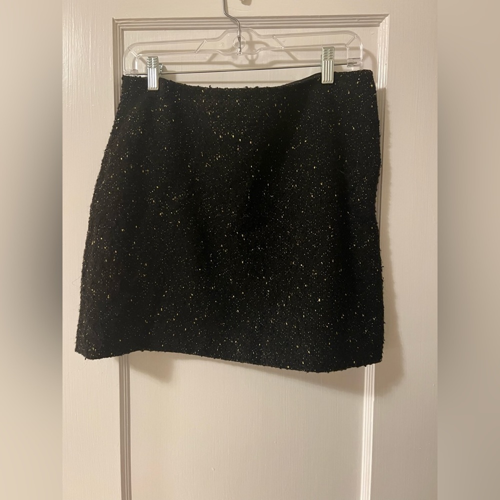 Tweed Black Mini Skirt with Gold Flecks